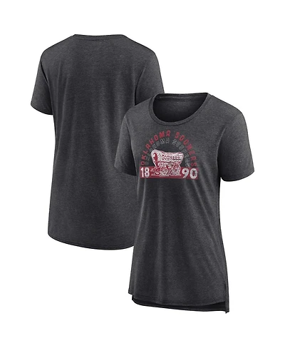 Fanatics Women's Heather Charcoal Oklahoma Sooners Badge Fade Tri-Blend T-Shirt