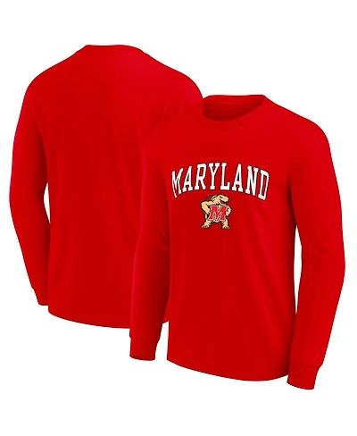 Fanatics Unlabeled Men's Red Maryland Terrapins Team Logo Long Sleeve T-Shirt