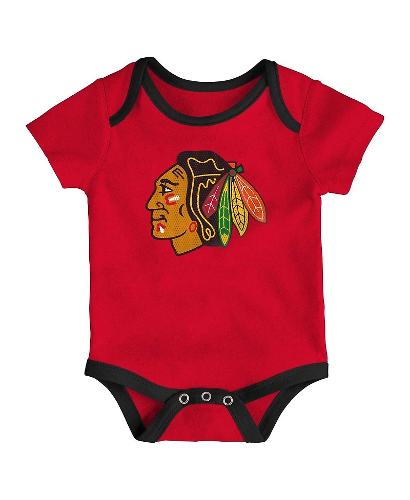 Outerstuff Baby Boys and Girls 3-Piece Chicago Blackhawks Legend Bodysuit Set