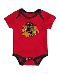 Outerstuff Baby Boys and Girls 3-Piece Chicago Blackhawks Legend Bodysuit Set