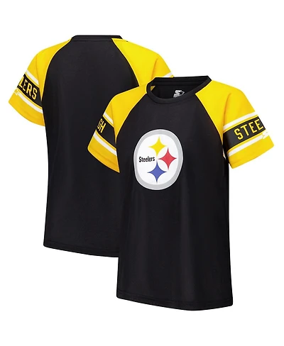 Starter Women's Black Pittsburgh Steelers 1st Rounder Color Block Raglan Top