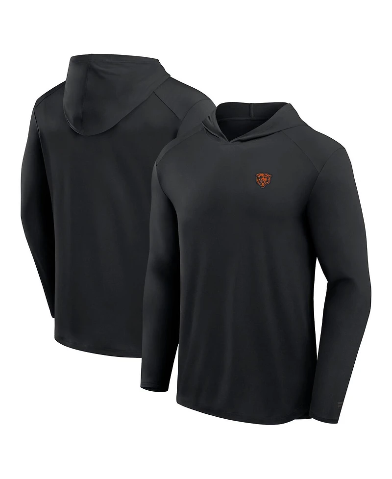Fanatics Men's Black Chicago Bears Front Office Power Mono Long Sleeve Hoodie T-Shirt