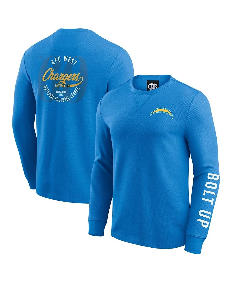 Darius Rucker Collection by Fanatics Men's Powder Blue Los Angeles Chargers Washed Waffle-Knit Long Sleeve T-Shirt