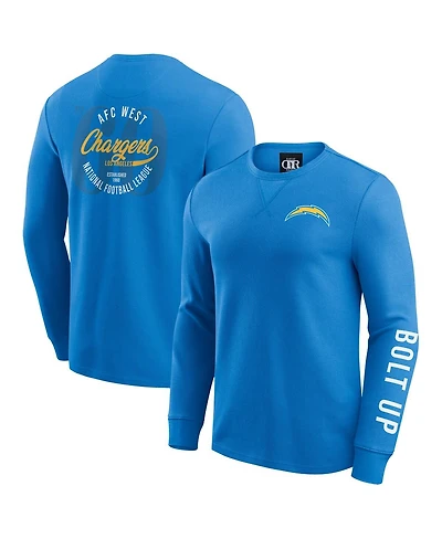 Darius Rucker Collection by Fanatics Men's Powder Blue Los Angeles Chargers Washed Waffle-Knit Long Sleeve T-Shirt