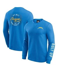 Darius Rucker Collection by Fanatics Men's Powder Blue Los Angeles Chargers Washed Waffle-Knit Long Sleeve T-Shirt