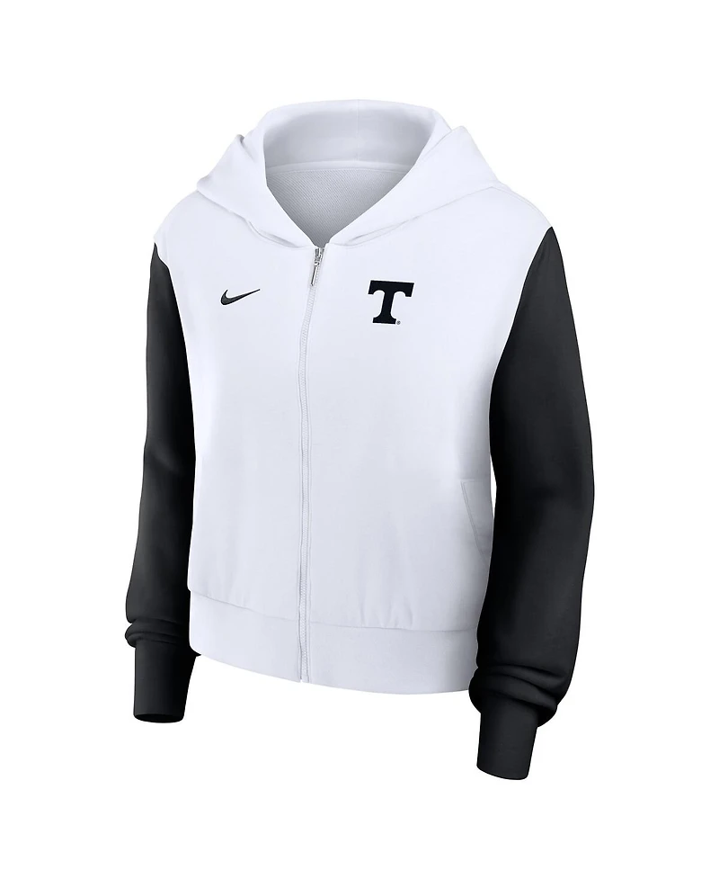 Nike Women's White Tennessee Volunteers Cropped Beyond Capability Color-Block Script Full-Zip Hoodie