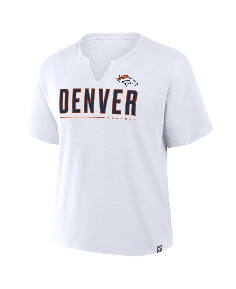 Fanatics Women's White Denver Broncos Redzone Slub Boxy T-Shirt