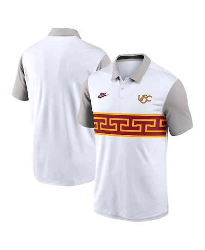 Nike Men's White/Gray Usc Trojans Athletic Prep Legacy Logo Vapor Performance Polo Shirt