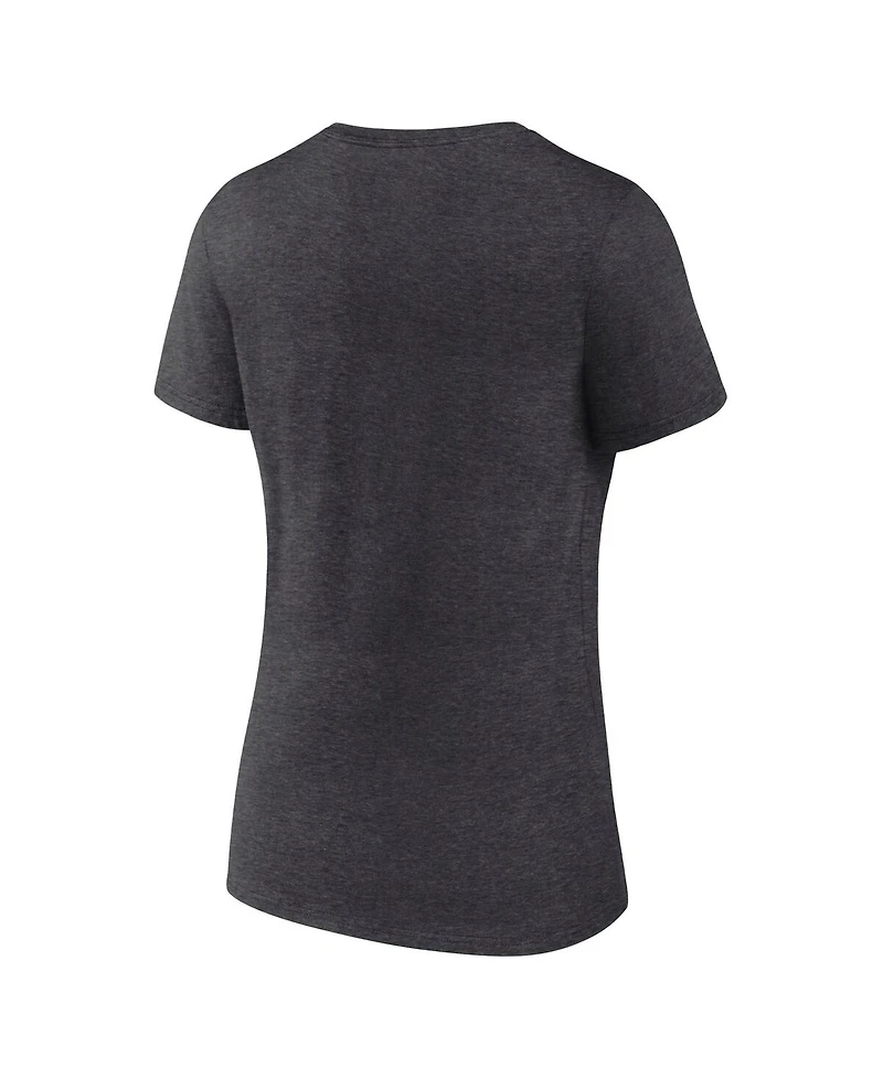 Logo Athletic Women's Heather Charcoal Las Vegas Raiders Unrivaled V-Neck T-Shirt