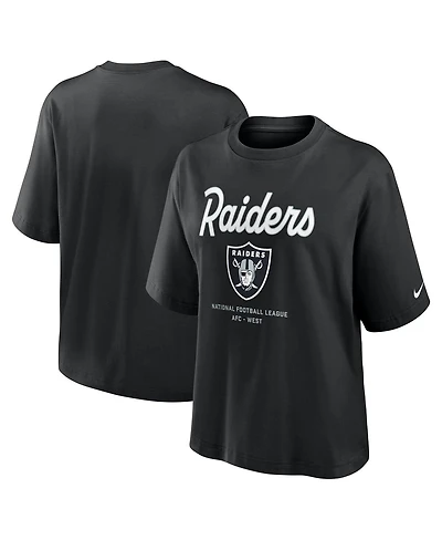 Nike Women's Black Las Vegas Raiders Essential Script Relaxed Boxy T-Shirt