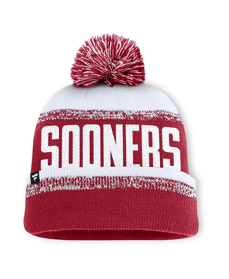 Fanatics Men's Crimson/White Oklahoma Sooners Thrive Cuffed with Pom Knit Hat