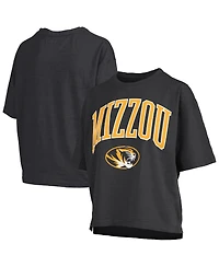 Pressbox Women's Black Missouri Tigers Nelson Arch Over Logo Waist Length Oversized Slub T-Shirt