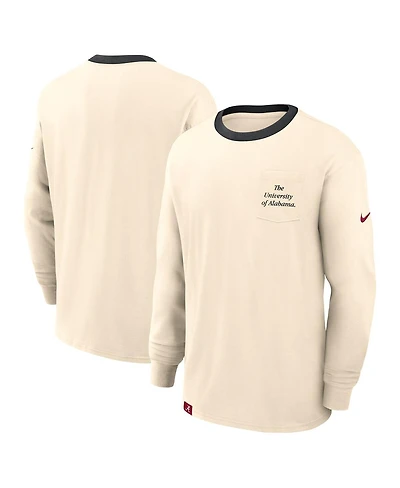 Nike Men's Natural Alabama Crimson Tide Athletic Prep Max90 Pocket Logo Long Sleeve T-Shirt