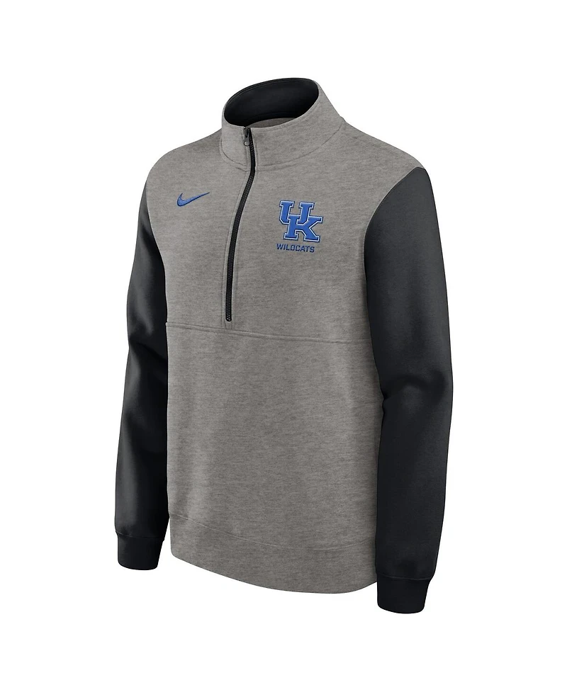 Nike Men's Heather Gray/Black Kentucky Wildcats Club Fleece Half-Zip Pullover Sweatshirt