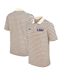 Nike Men's Cream/Purple Lsu Tigers Solid Foundation Striped Performance Polo Shirt