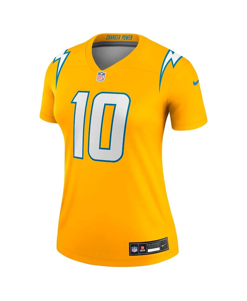 Nike Women's Justin Herbert Gold Los Angeles Chargers Alternate Charger Power Legend Player Performance Top