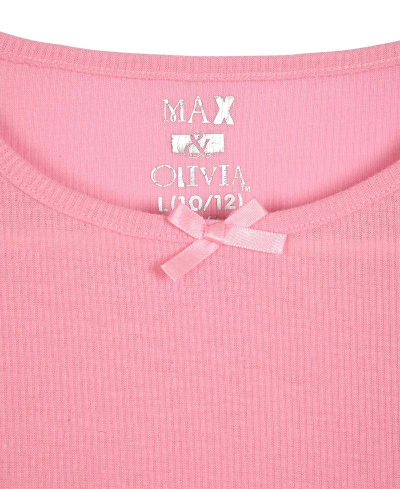 Max & Olivia Little and Big Girls 3-Piece Bow Print Pajama Set