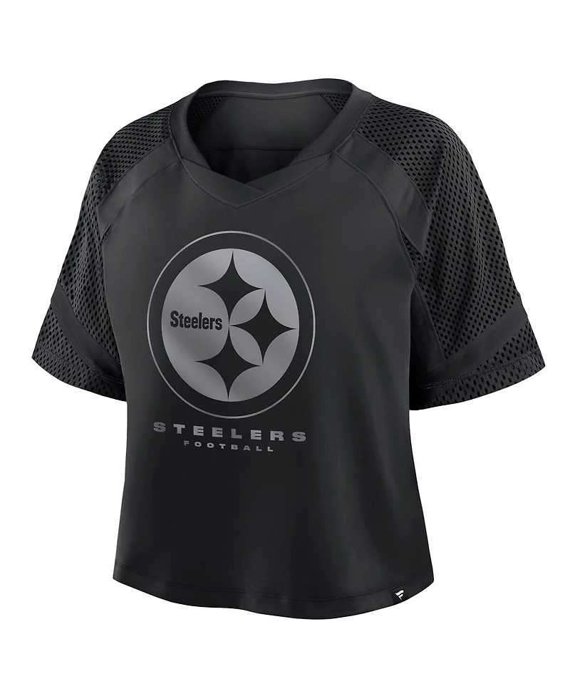 Fanatics Women's Pittsburgh Steelers Oversized Raglan V-Neck Blackout Fashion Jersey