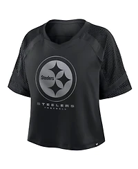 Fanatics Women's Pittsburgh Steelers Oversized Raglan V-Neck Blackout Fashion Jersey