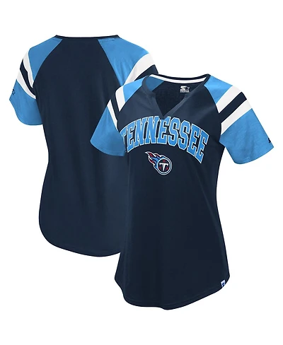 Starter Women's Navy Tennessee Titans Game On Notch Neck Raglan T-Shirt