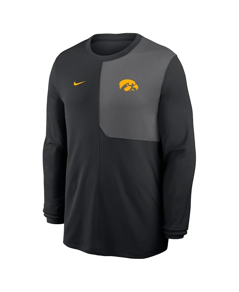 Nike Men's Black Iowa Hawkeyes 2025 Sideline Coach Uv Performance Long Sleeve T-Shirt