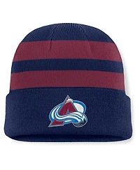 Fanatics Men's Navy/Burgundy Colorado Avalanche Fundamental Swipe Stripe Cuffed Knit Hat
