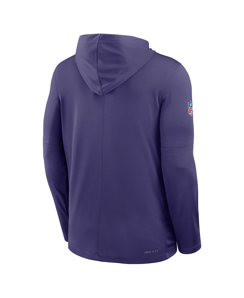 Nike Men's Purple Baltimore Ravens Sideline Pure Performance Long Sleeve Hoodie T-Shirt
