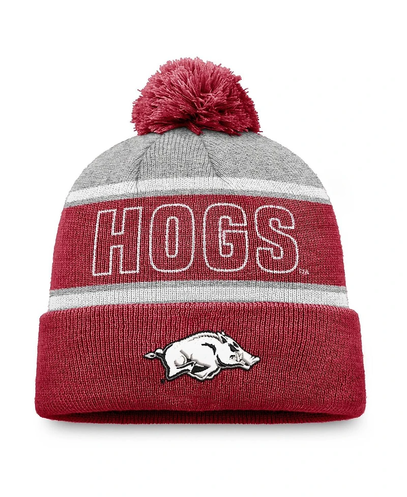Top of the World Men's Cardinal Arkansas Razorbacks Two-Tone Cuffed Pom with Knit Hat