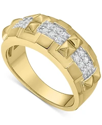 Men's Diamond Triple Cluster Obelisk Texture Band (1/3 ct. t.w.) in 10k Gold