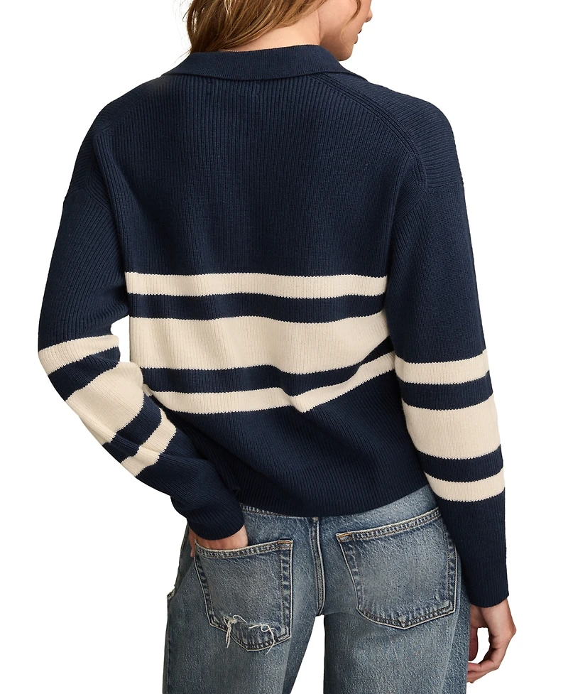 Lucky Brand Women's Rugby Polo Long-Sleeve Sweater