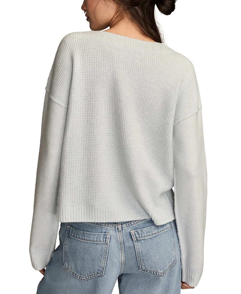 Lucky Brand Women's Waffle V-Neck Sweater