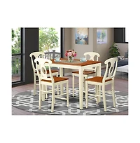 East West Furniture 5 Pc counter height Dining room set-pub Table and 4 Kitchen bar stool