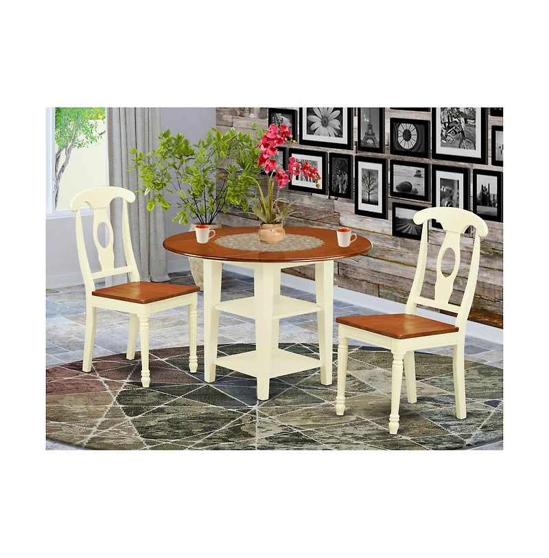 East West Furniture Dining Room Set Buttermilk & Cherry
