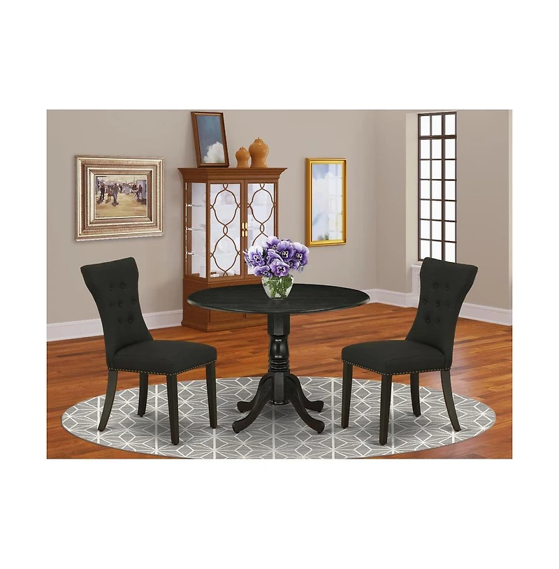East West Furniture Dining Room Set Wirebrushed Black