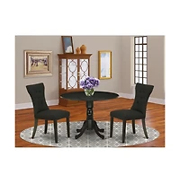 East West Furniture Dining Room Set Wirebrushed Black