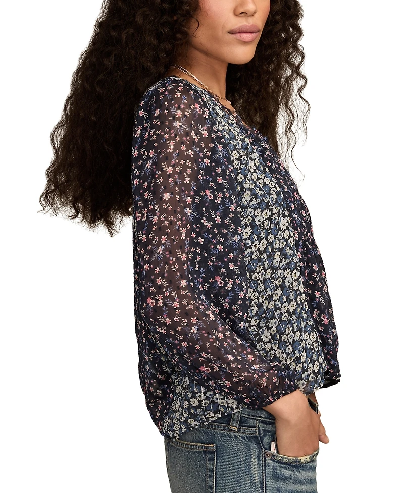 Lucky Brand Women's Print Mix Swing Top