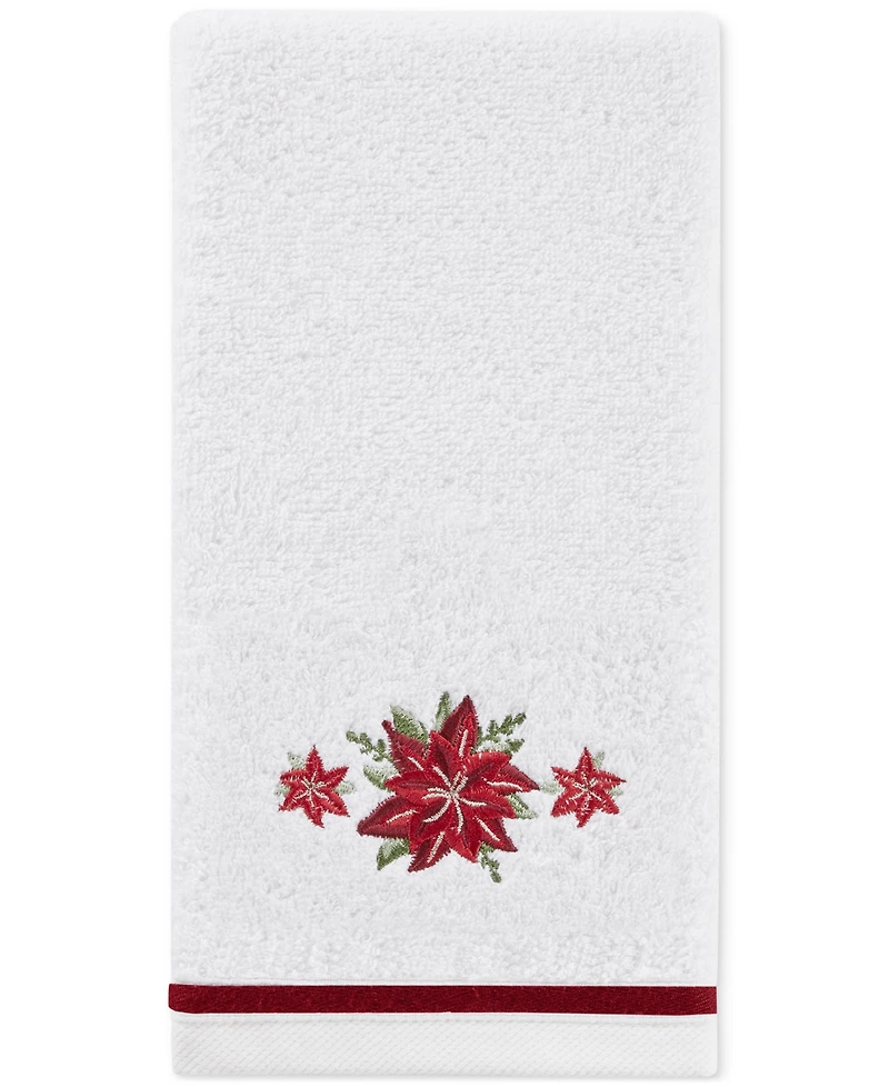 Decor Studio Holiday Poinsettias Turkish Cotton 2-Pc. Hand Towel Set, 16" x 28"