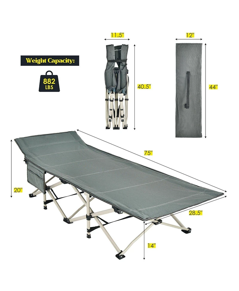 Akiudex 28.5 inch extra wide sleeping cot for adults with carry bag
