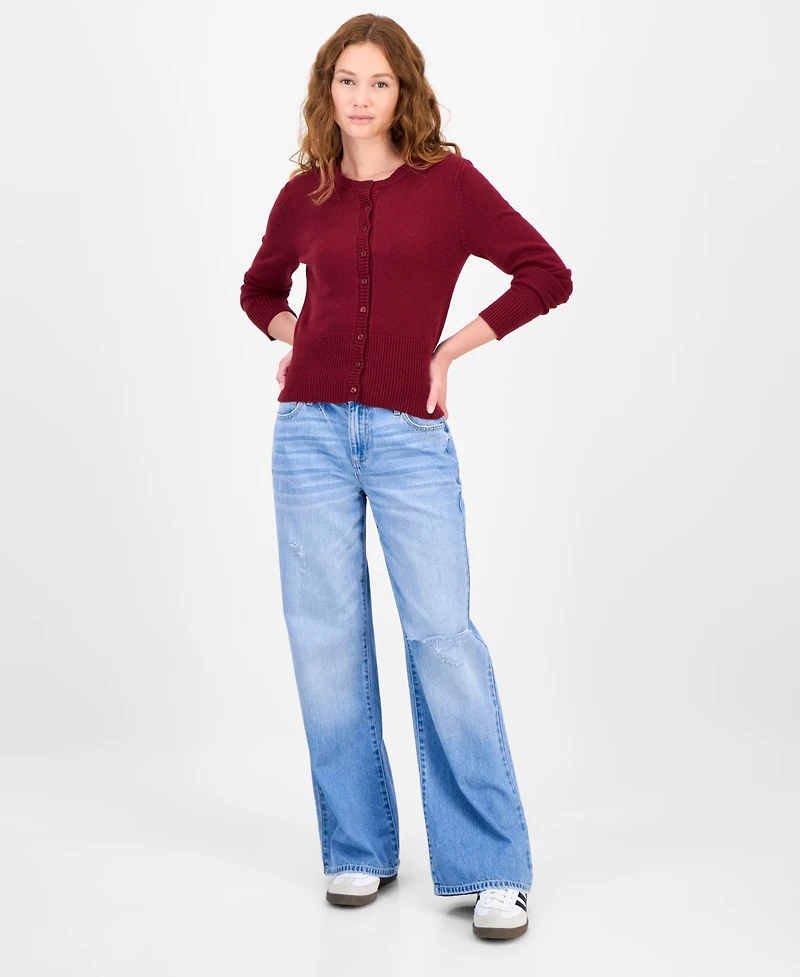 Madden Girl Juniors' High-Rib Button-Front Lady Cardigan