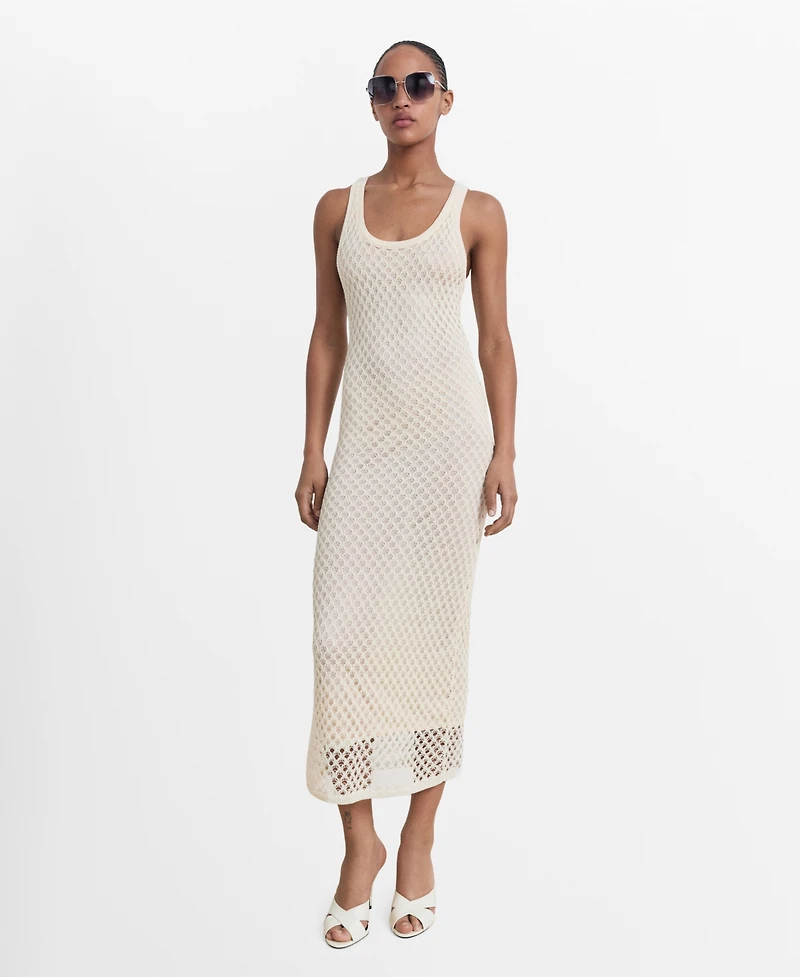 Mango Women's Crochet Long Dress