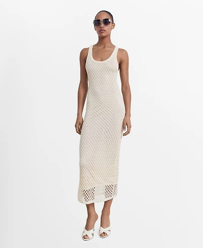 Mango Women's Crochet Long Dress
