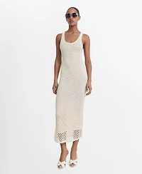 Mango Women's Crochet Long Dress