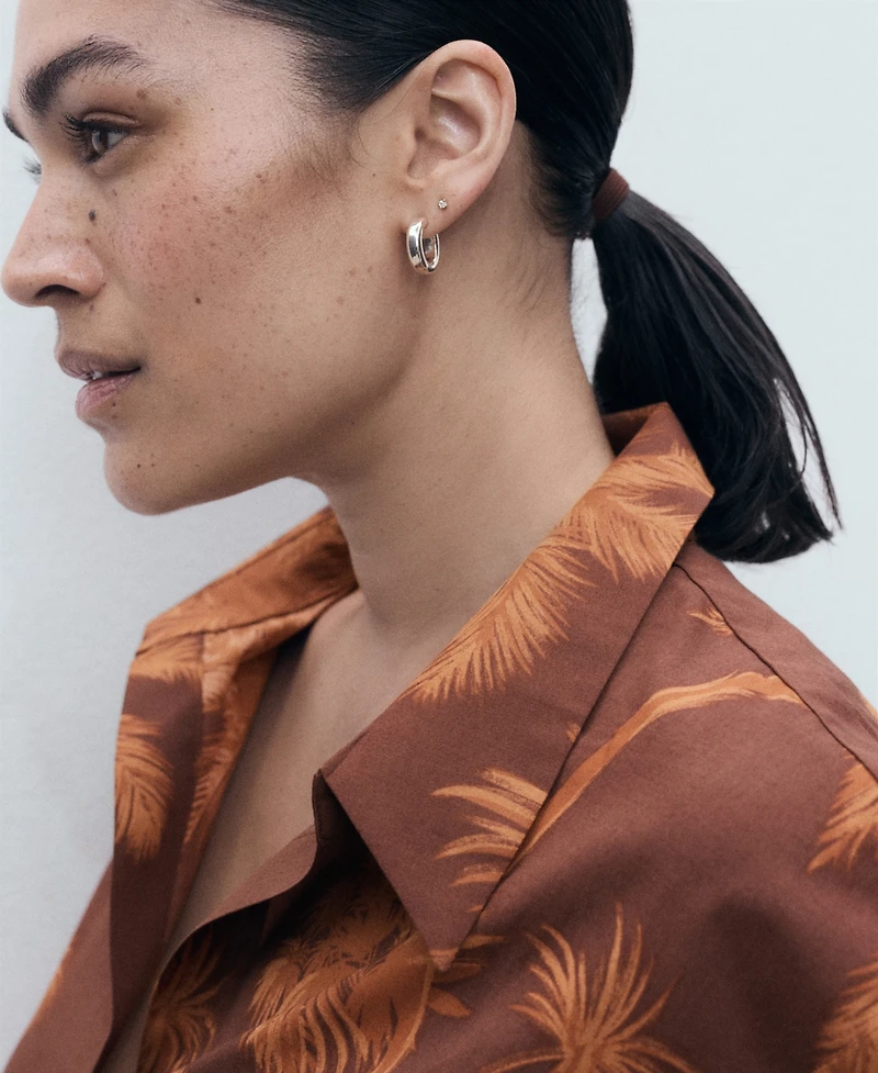Mango Women's Palm Print Cotton Shirt