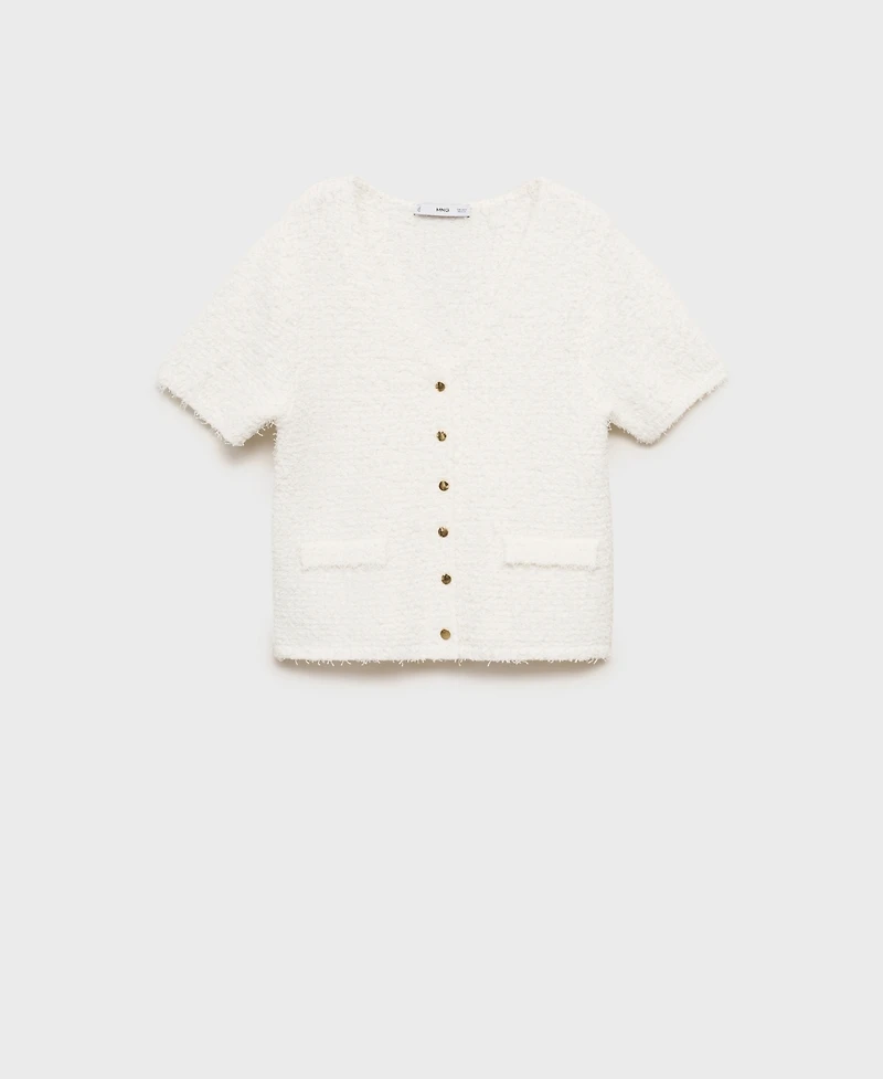 Mango Women's Short-Sleeved Boucle Cardigan