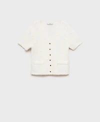 Mango Women's Short-Sleeved Boucle Cardigan
