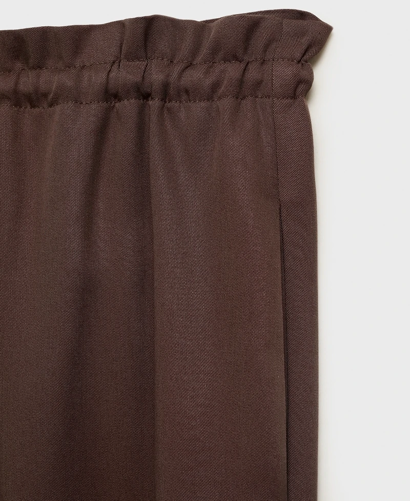 Mango Women's Lyocell Wide Leg Tie Pants