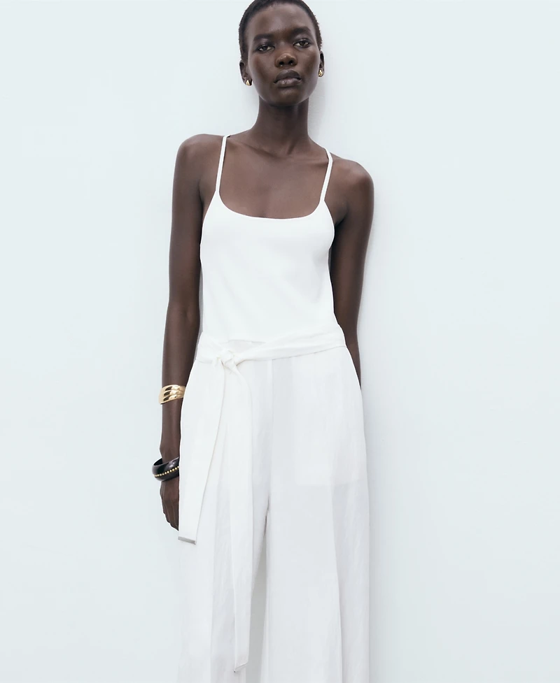 Mango Women's Belted Long Lyocell Jumpsuit