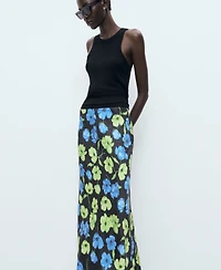 Mango Women's Floral-Print Long Skirt