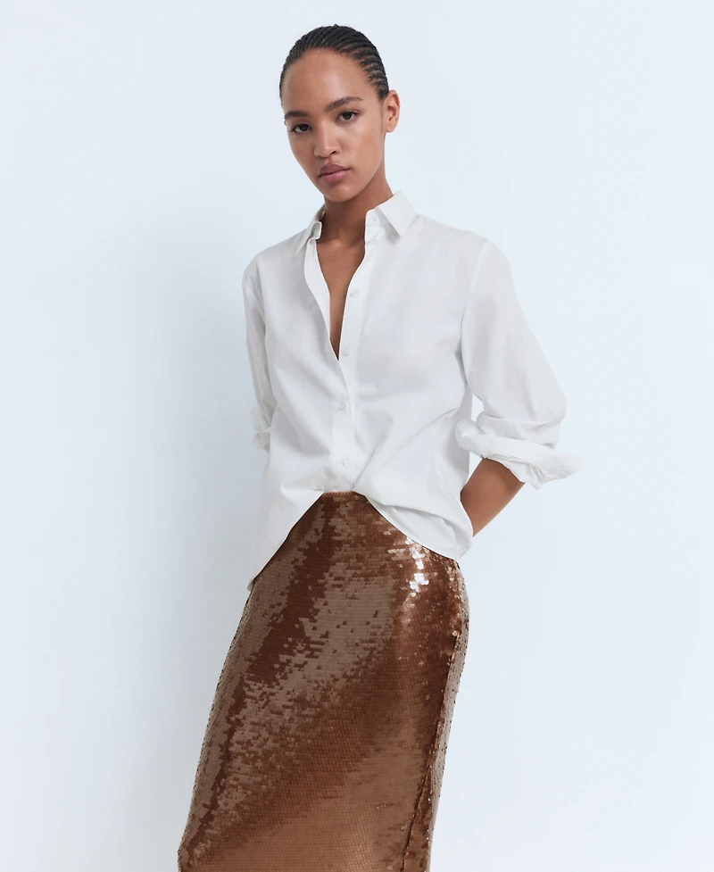 Mango Women's Midi Sequin Skirt