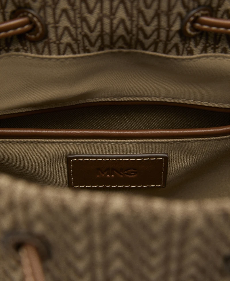 Mango Women's Printed Logo Bucket Bag